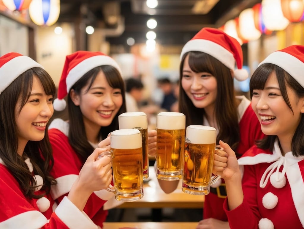 X'masイベントの仕事の打ち上げでグイグイ呑む女子