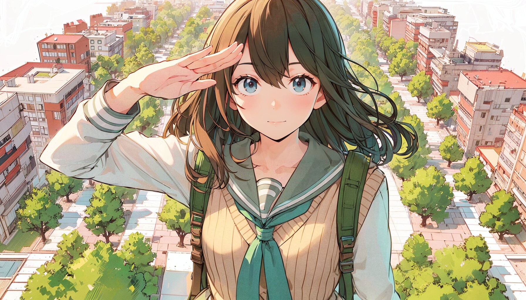 敬礼する少女⑦