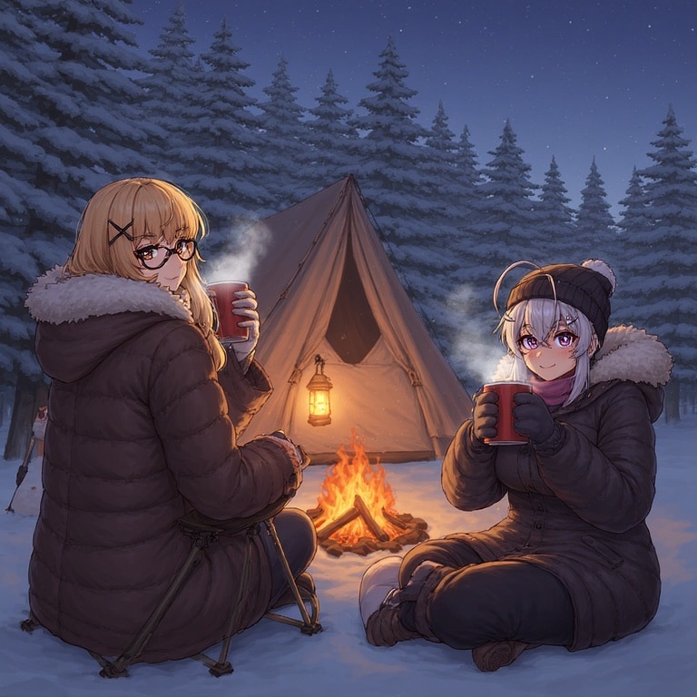 冬のレジャーを楽しむ4人 | の人気AIイラスト・グラビア