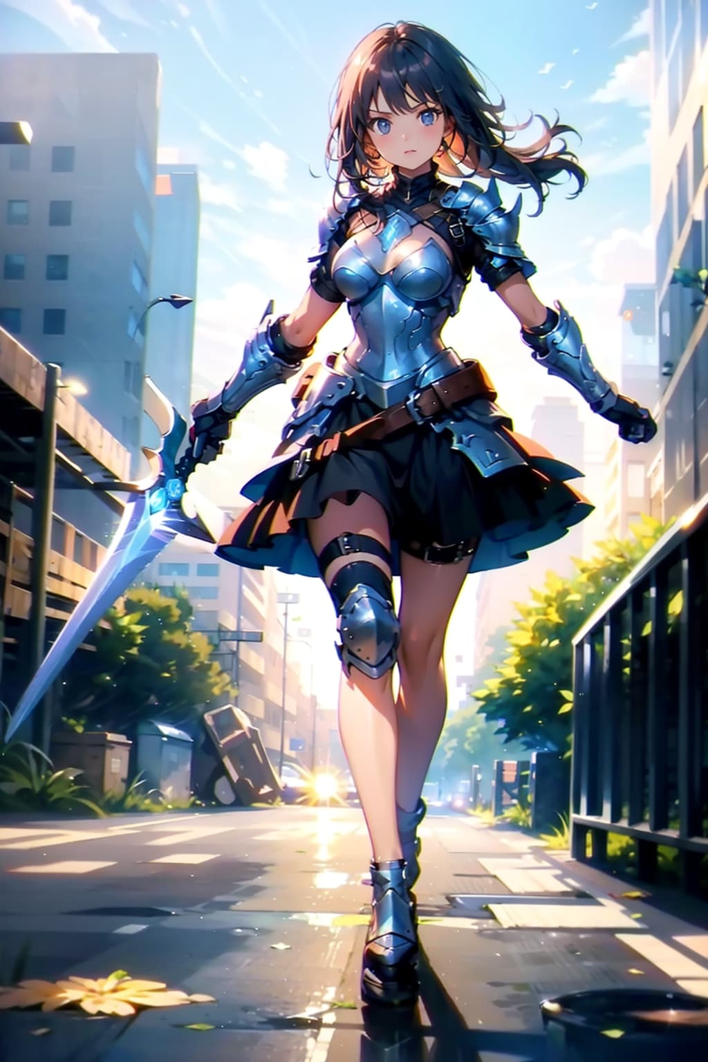 現世に来た中世の女剣士 | の人気AIイラスト・グラビア