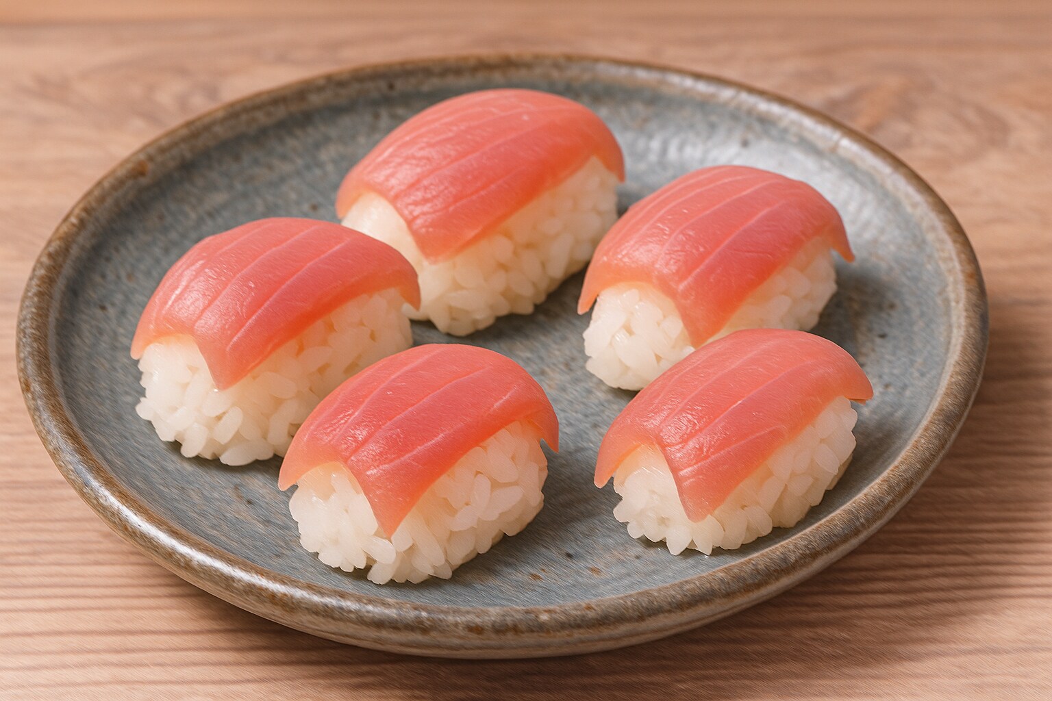 小皿に盛られた小さな刺身乗せ握りご飯 | の人気AIイラスト・グラビア