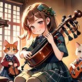 猫と演奏する女の子 2枚目