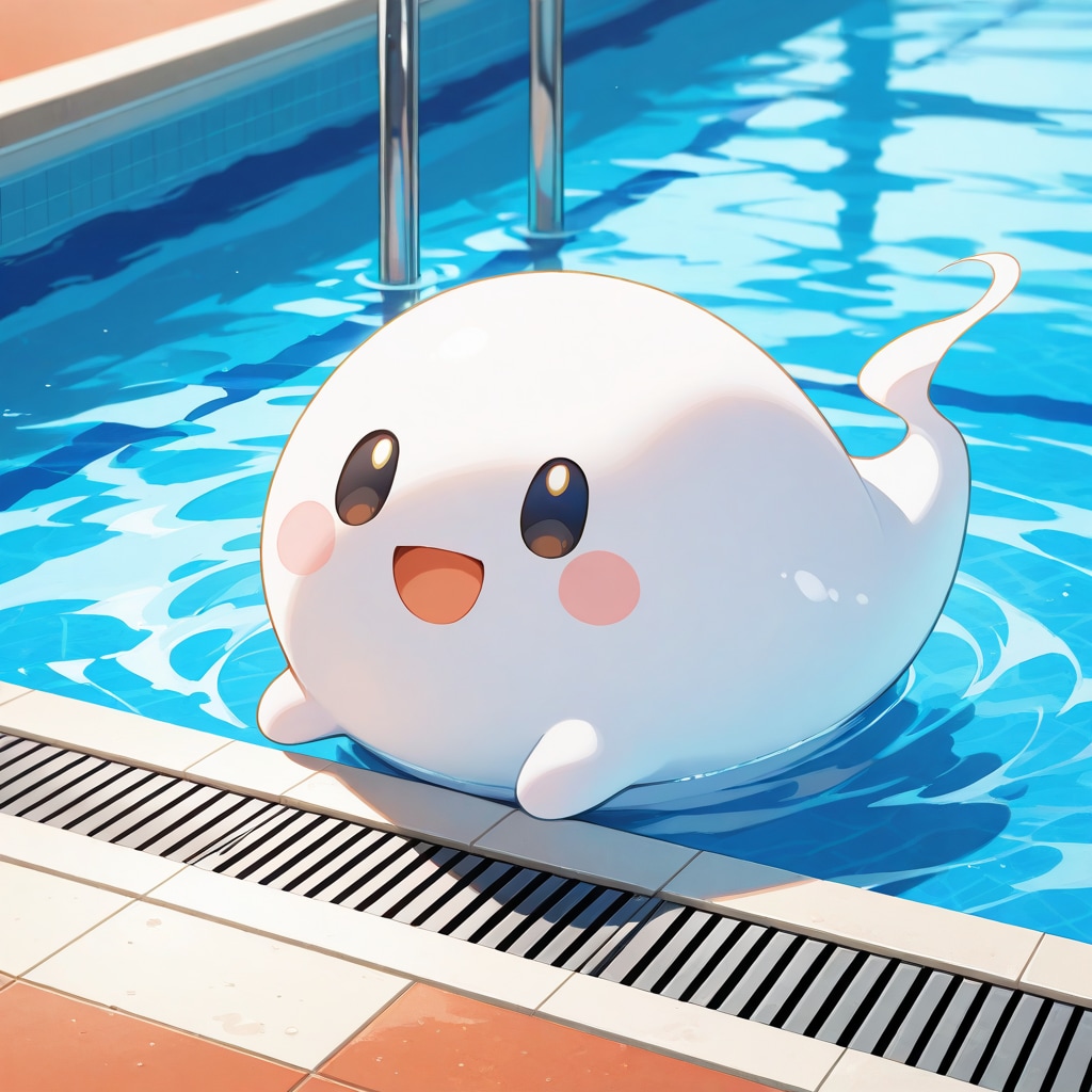 プールで涼むお化けさん