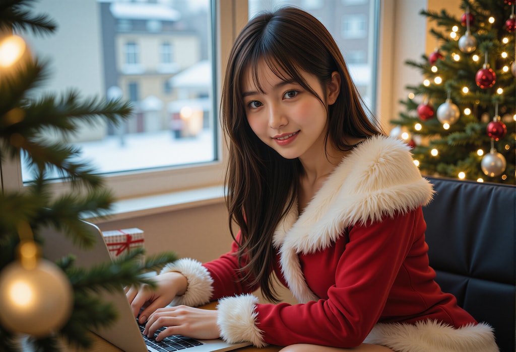 サンタコスでお仕事