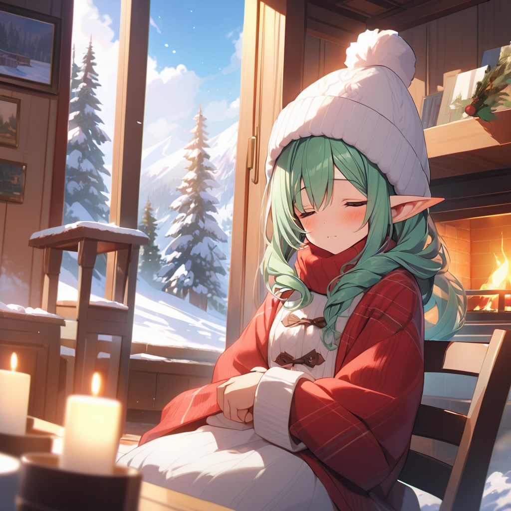 暖炉の暖かさに負けましたⅡ | の人気AIイラスト・グラビア