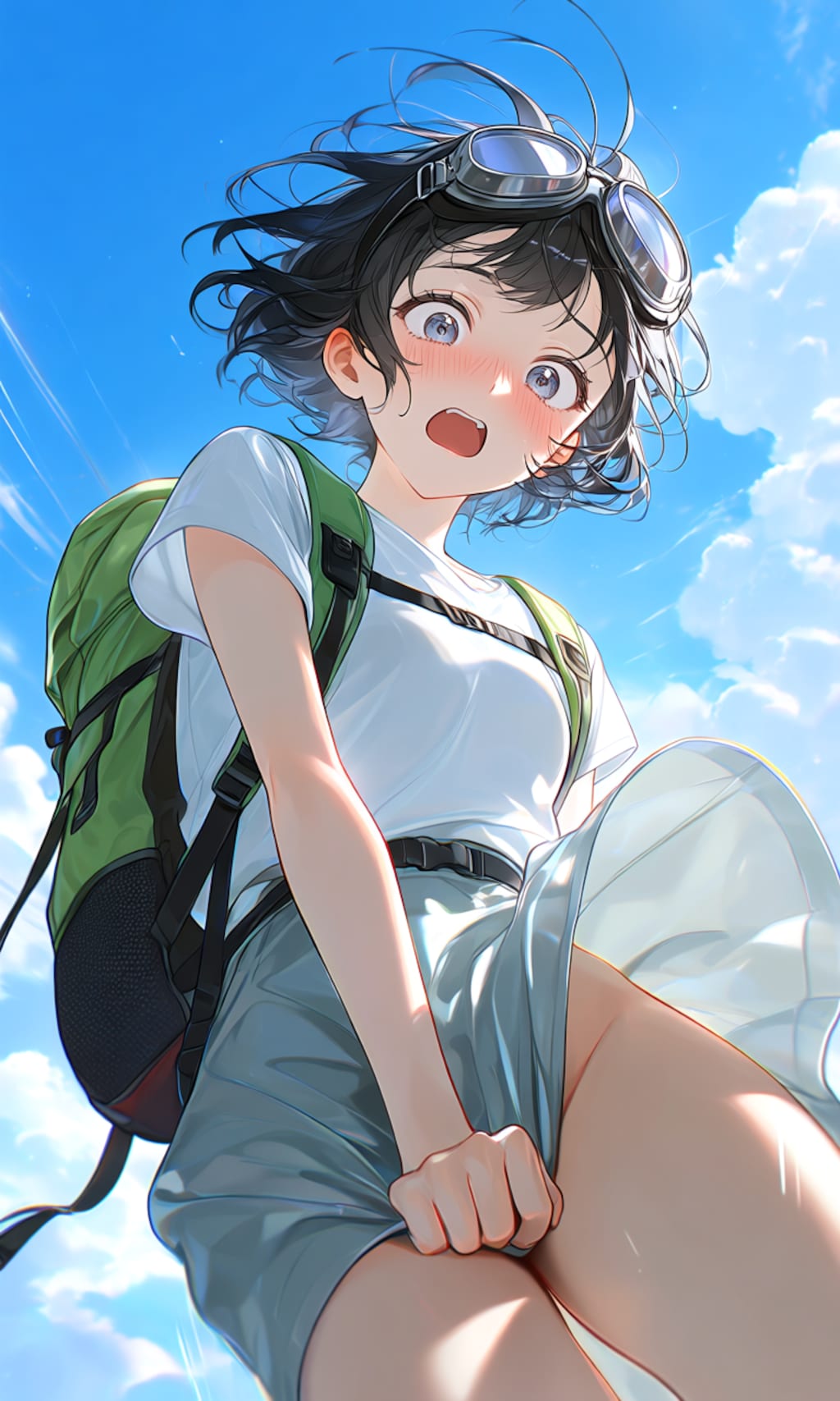 スカートでスカイダイビングは無謀だった