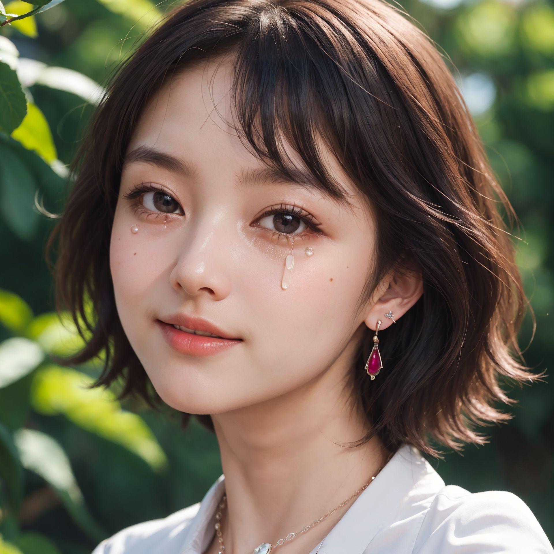 嬉し泣きをしている１６歳の美少女のポートレート
