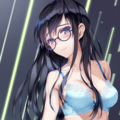 black-framed round eyewear, lightblue lingerie 01[rating:general] 6枚目
