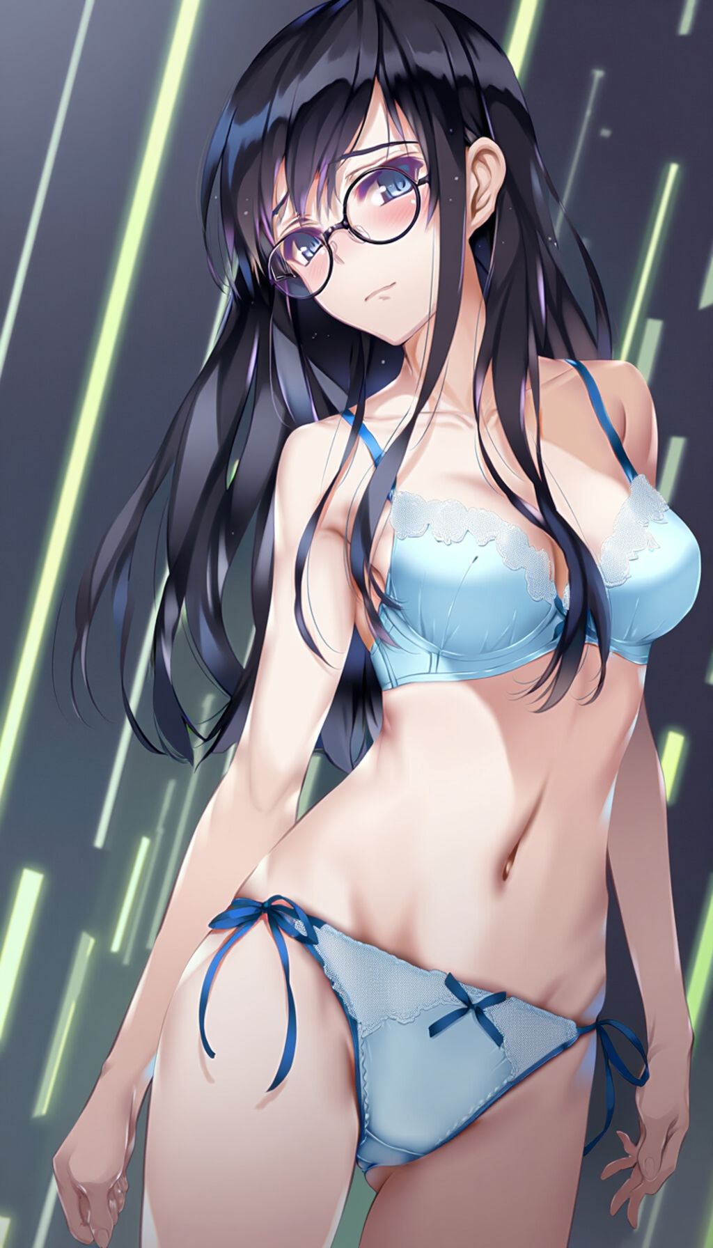 black-framed round eyewear, lightblue lingerie 01[rating:general]