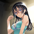 black-framed round eyewear, lightblue lingerie 01[rating:general] 7枚目