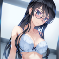 black-framed round eyewear, lightblue lingerie 01[rating:general] 4枚目