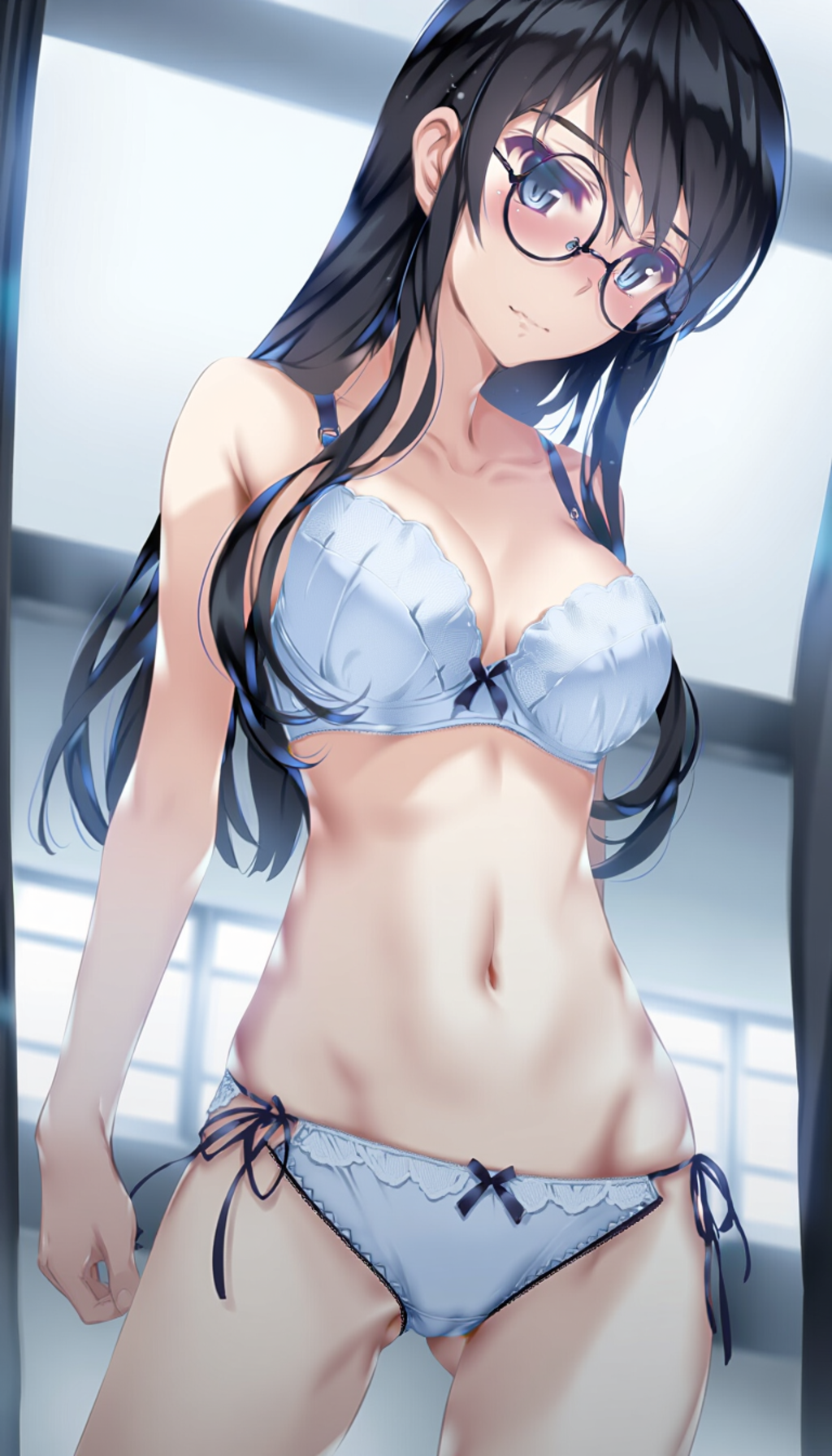 black-framed round eyewear, lightblue lingerie 01[rating:general]