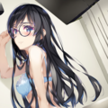 black-framed round eyewear, lightblue lingerie 01[rating:general] 10枚目