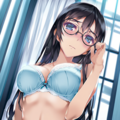 black-framed round eyewear, lightblue lingerie 01[rating:general] 12枚目
