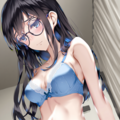 black-framed round eyewear, lightblue lingerie 01[rating:general] 11枚目