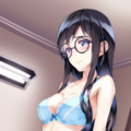 black-framed round eyewear, lightblue lingerie 01[rating:general] 3枚目