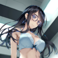 black-framed round eyewear, lightblue lingerie 01[rating:general] 8枚目