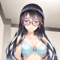 black-framed round eyewear, lightblue lingerie 01[rating:general] 5枚目
