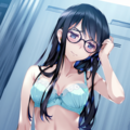 black-framed round eyewear, lightblue lingerie 01[rating:general] 2枚目
