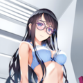 black-framed round eyewear, lightblue lingerie 01[rating:general] 9枚目