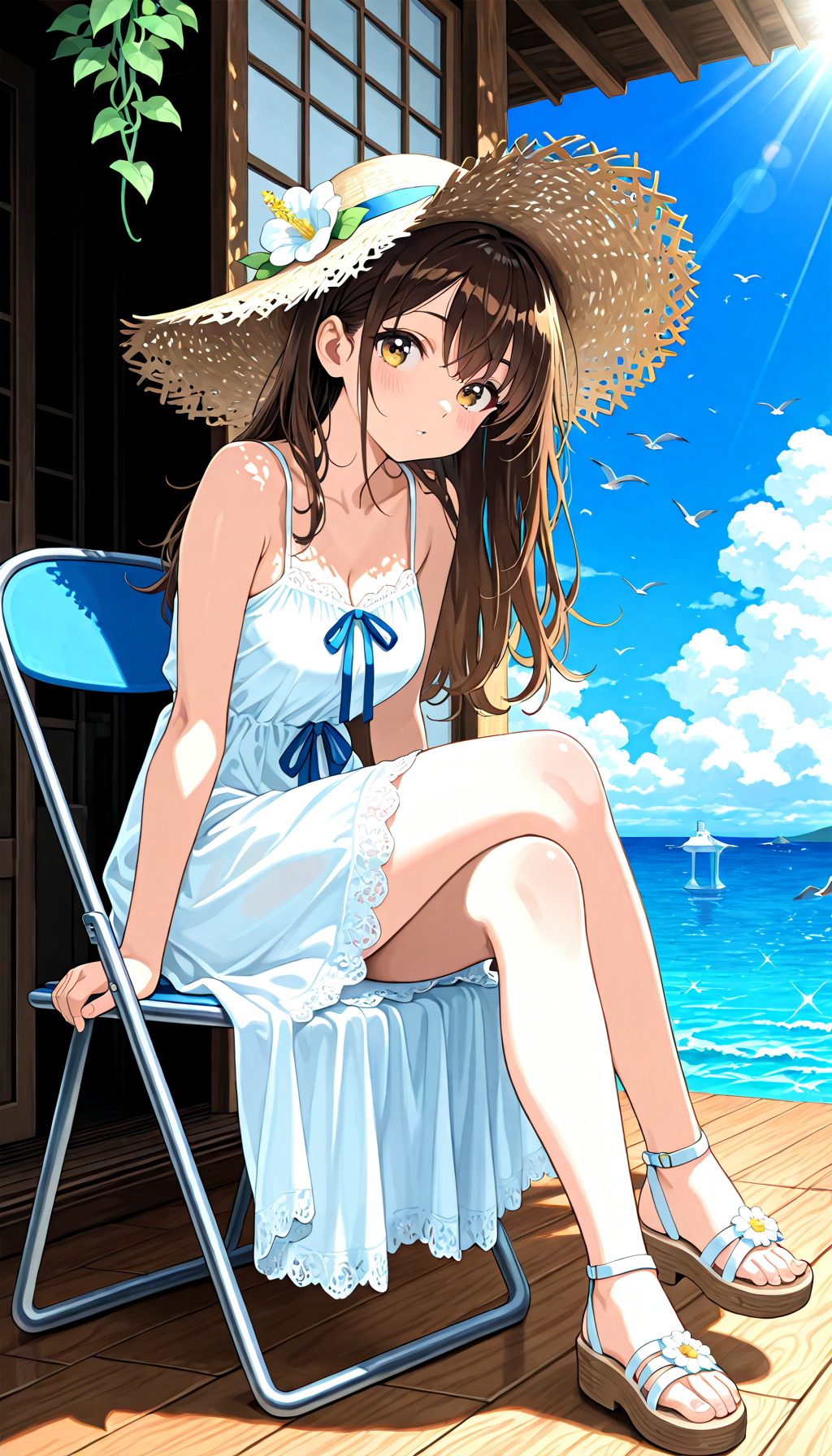 麦わら帽子と夏の空
