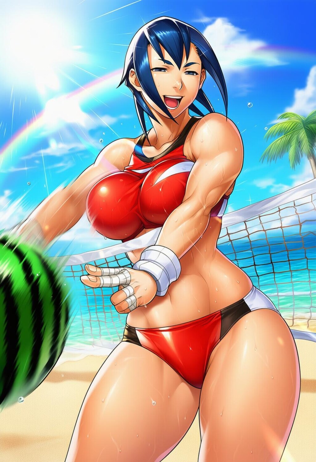 スイカバレーボール＆ビキニ水着コスプレ体育会系人妻