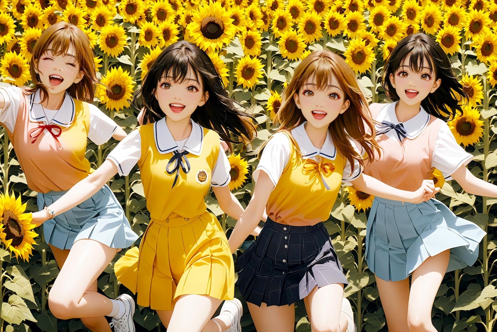 ひまわり畑　　スマイルガールズ