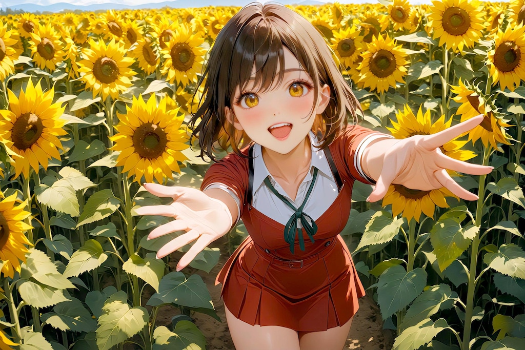 ひまわり畑　　スマイルガールズ