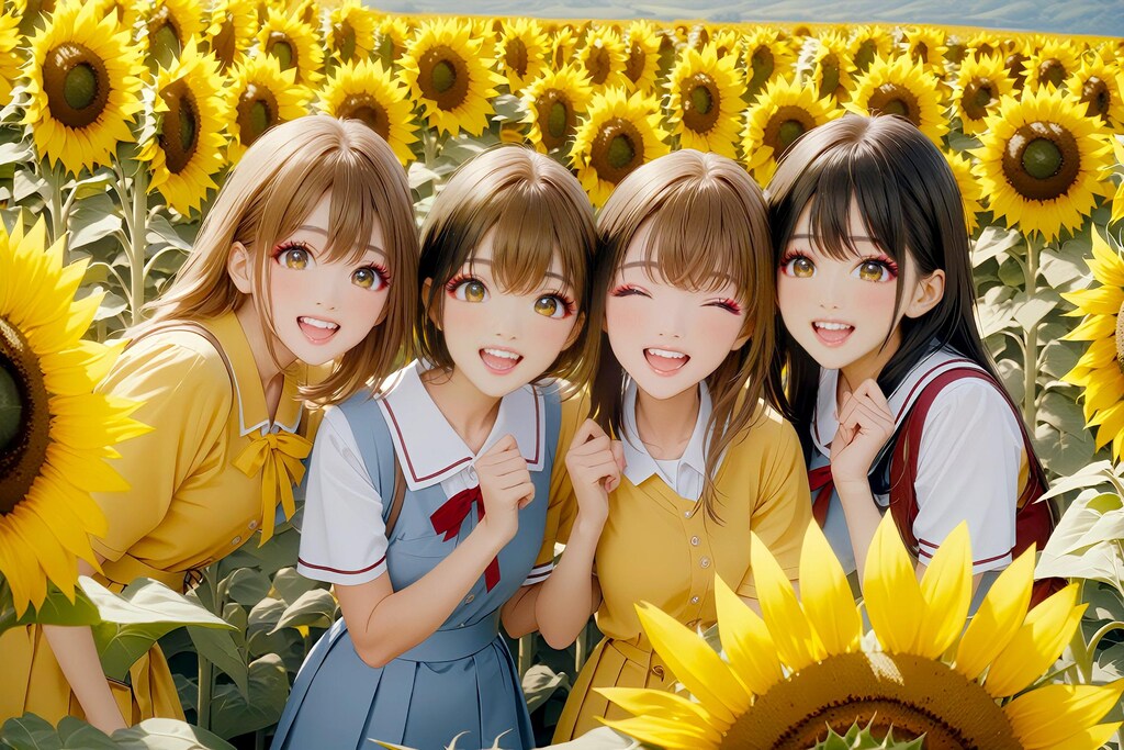 ひまわり畑　　スマイルガールズ