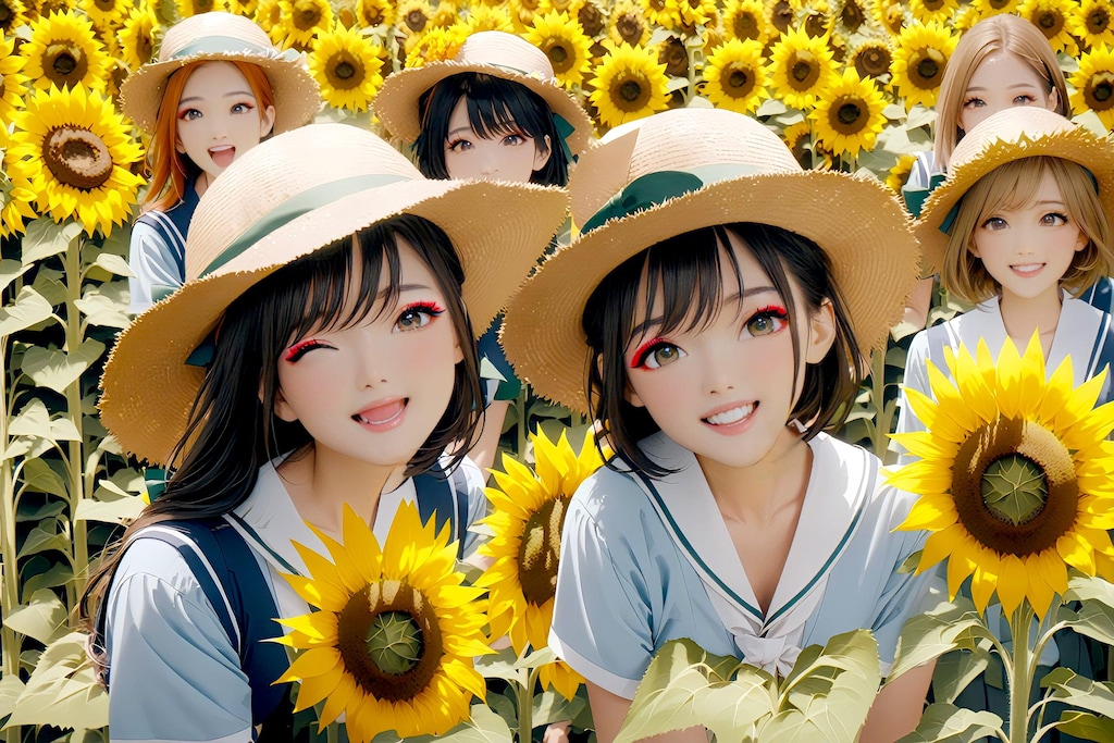 ひまわり畑　　スマイルガールズ