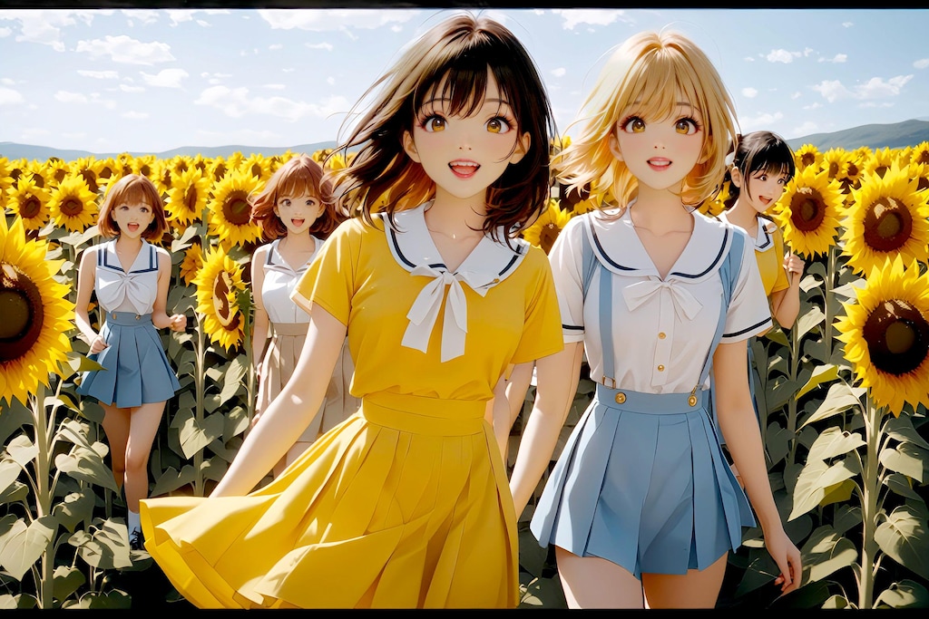 ひまわり畑　　スマイルガールズ