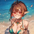 海辺の眼鏡エルフさん 3枚目