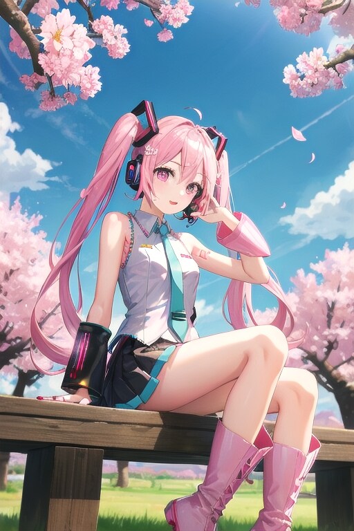 お花見をする桜ミクちゃん