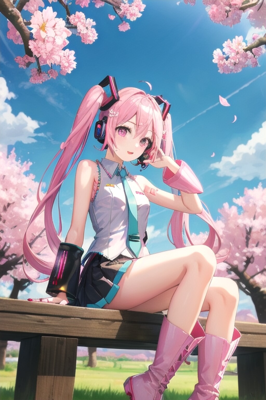 お花見をする桜ミクちゃん