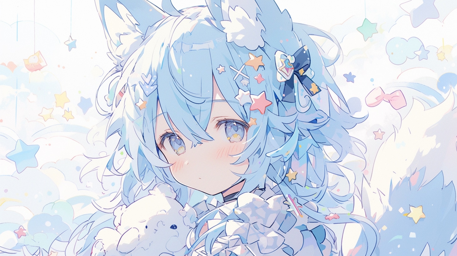 星降る夜の狐少女と夢のぬいぐるみ | の人気AIイラスト・グラビア