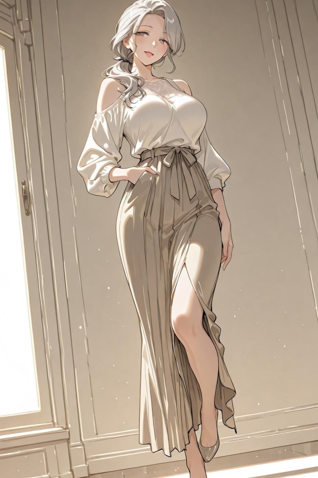 スリット入りロングスカート
