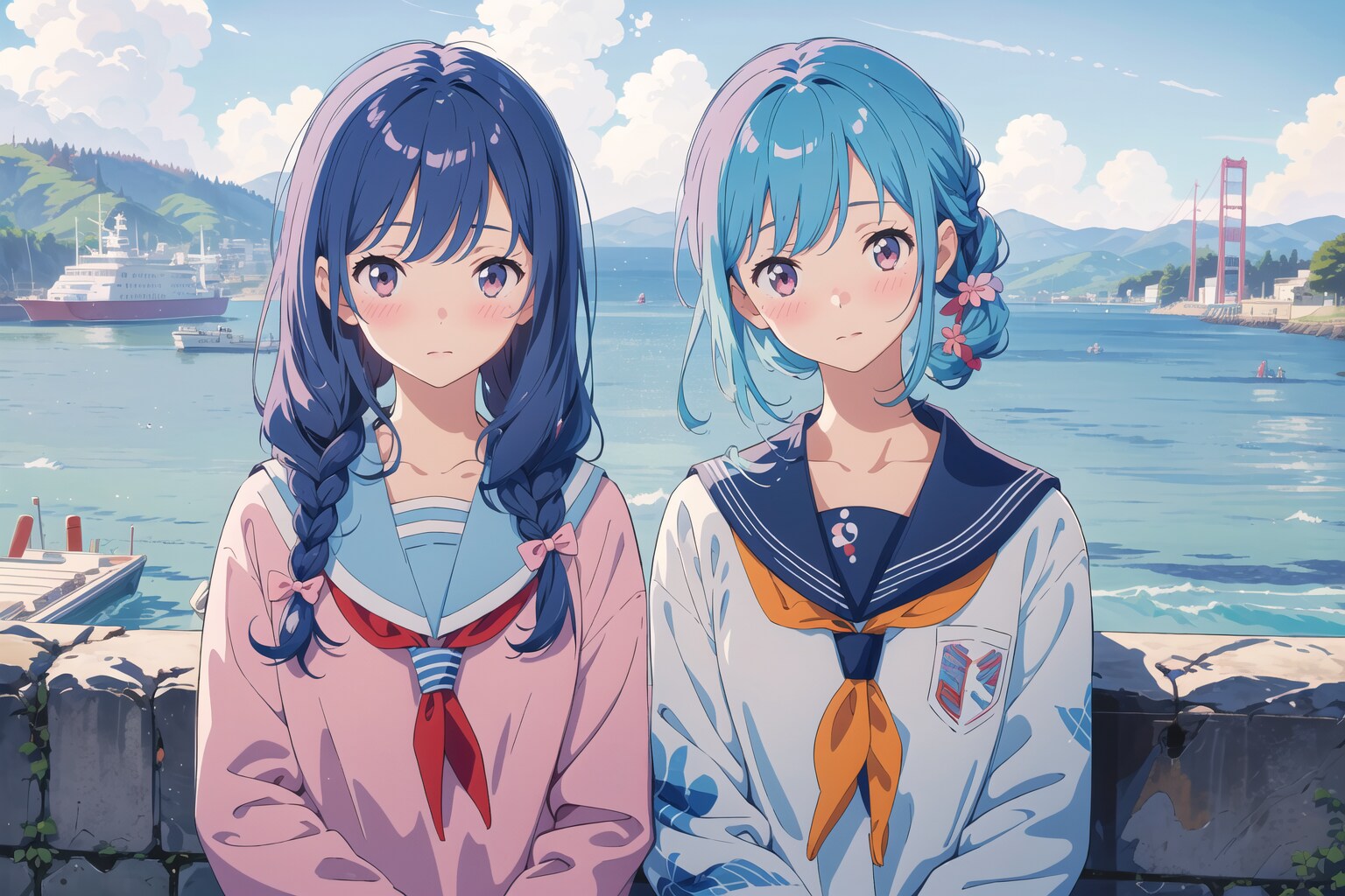 修学旅行中の女の子カップル