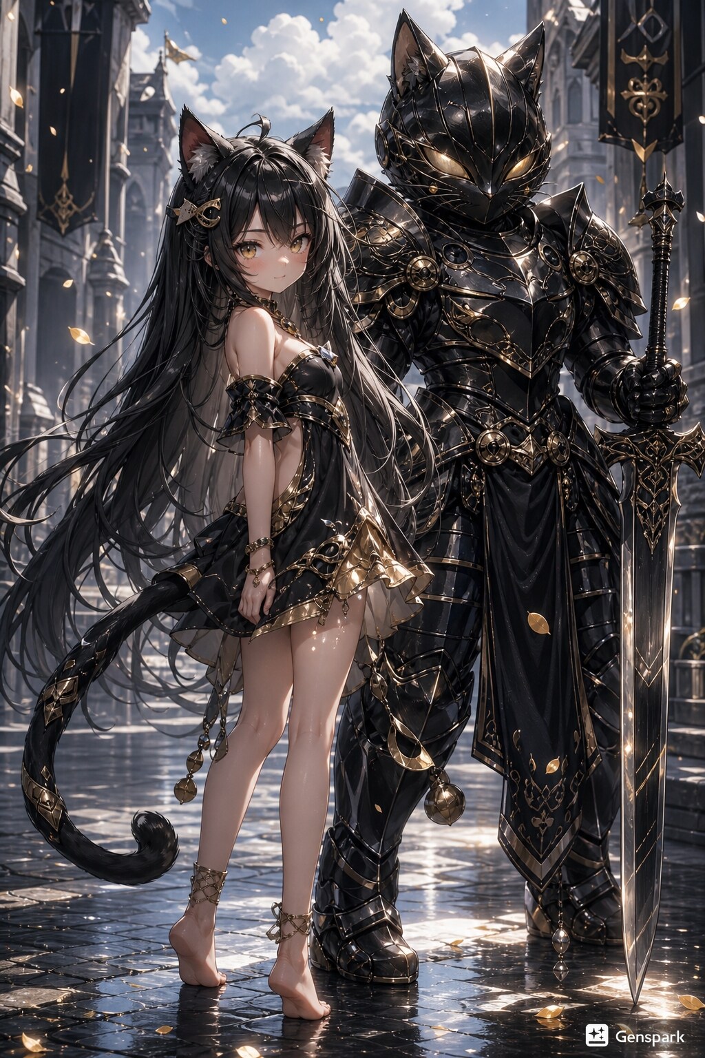 Kuro the cat and her guardian Goliath