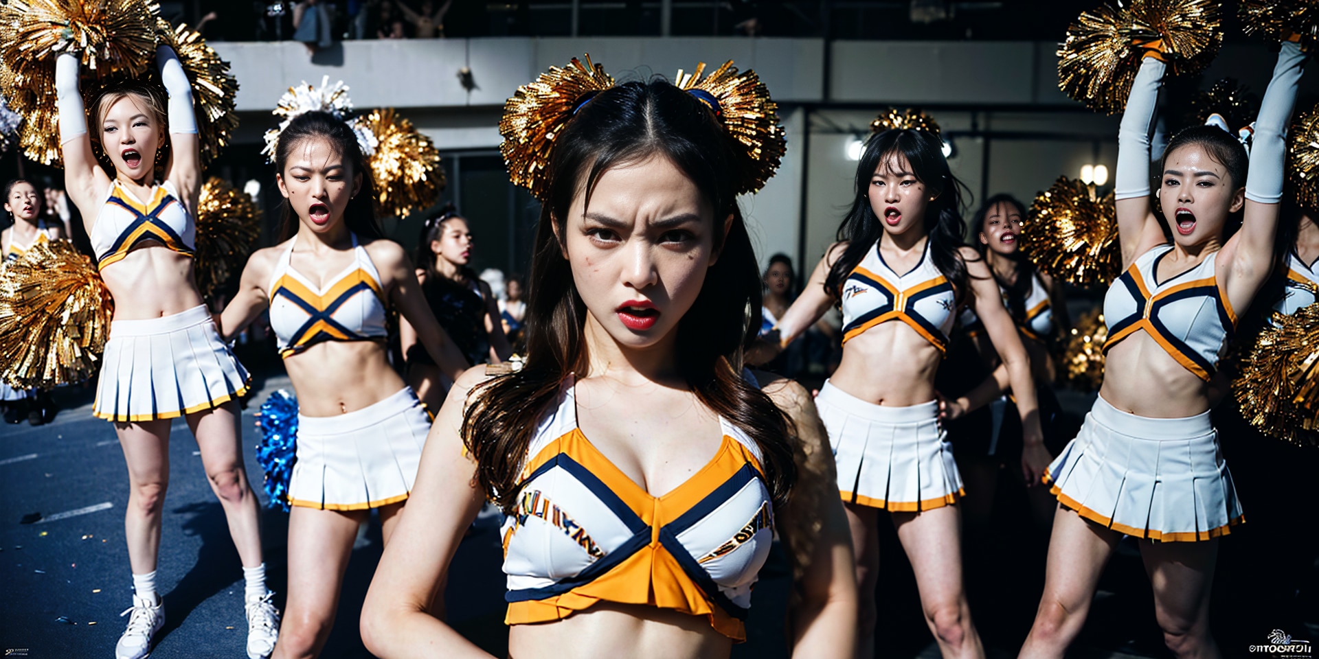 【謎画像】マジギレで応援するチアリーダー