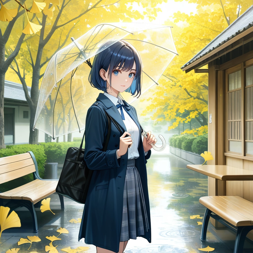 雨の日だけ座っている女
