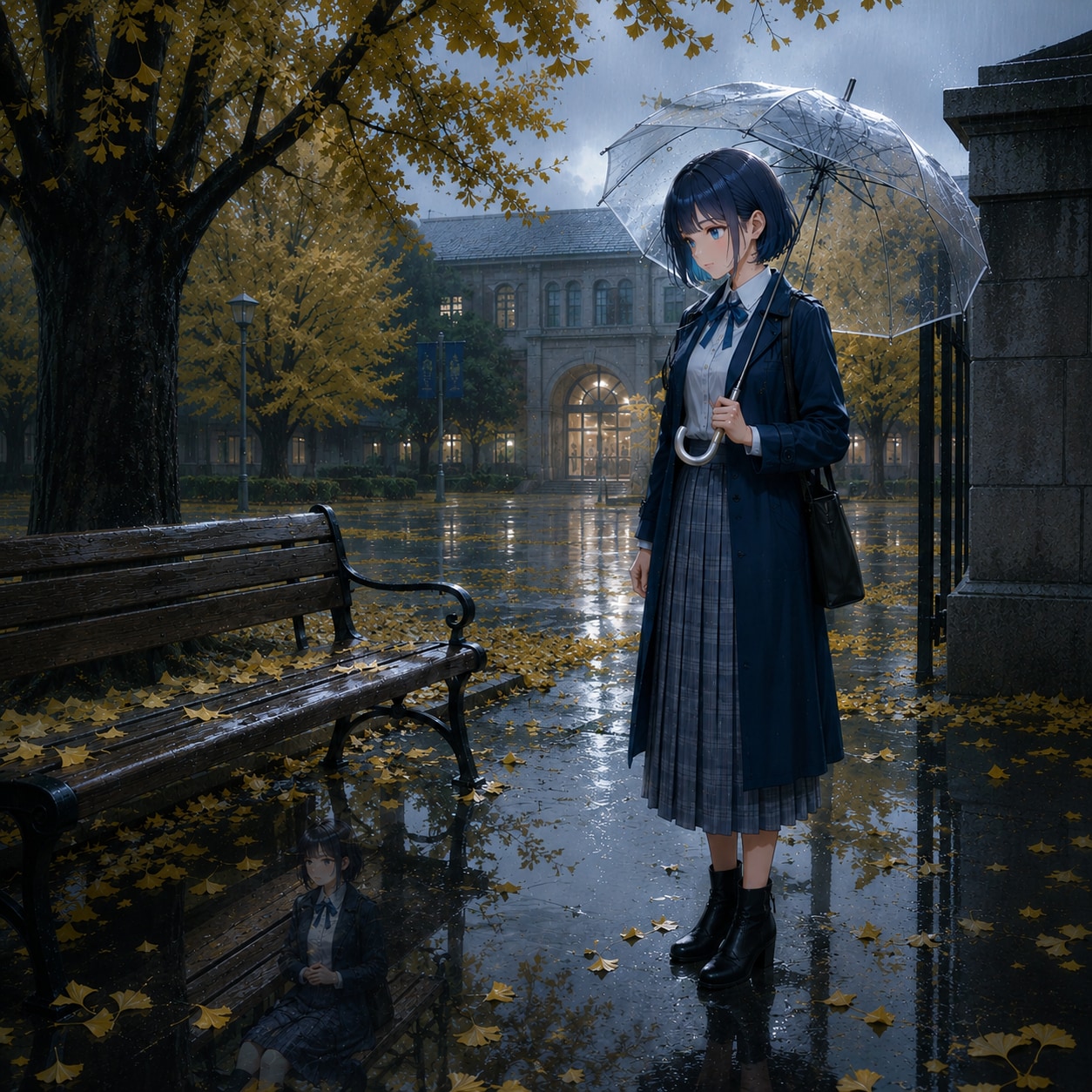 雨の日だけ座っている女 | の人気AIイラスト・グラビア
