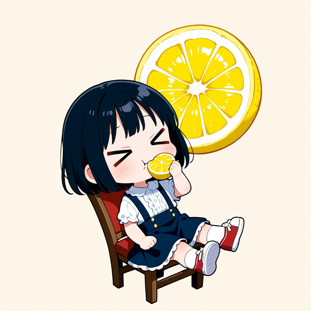 レモンを食べる