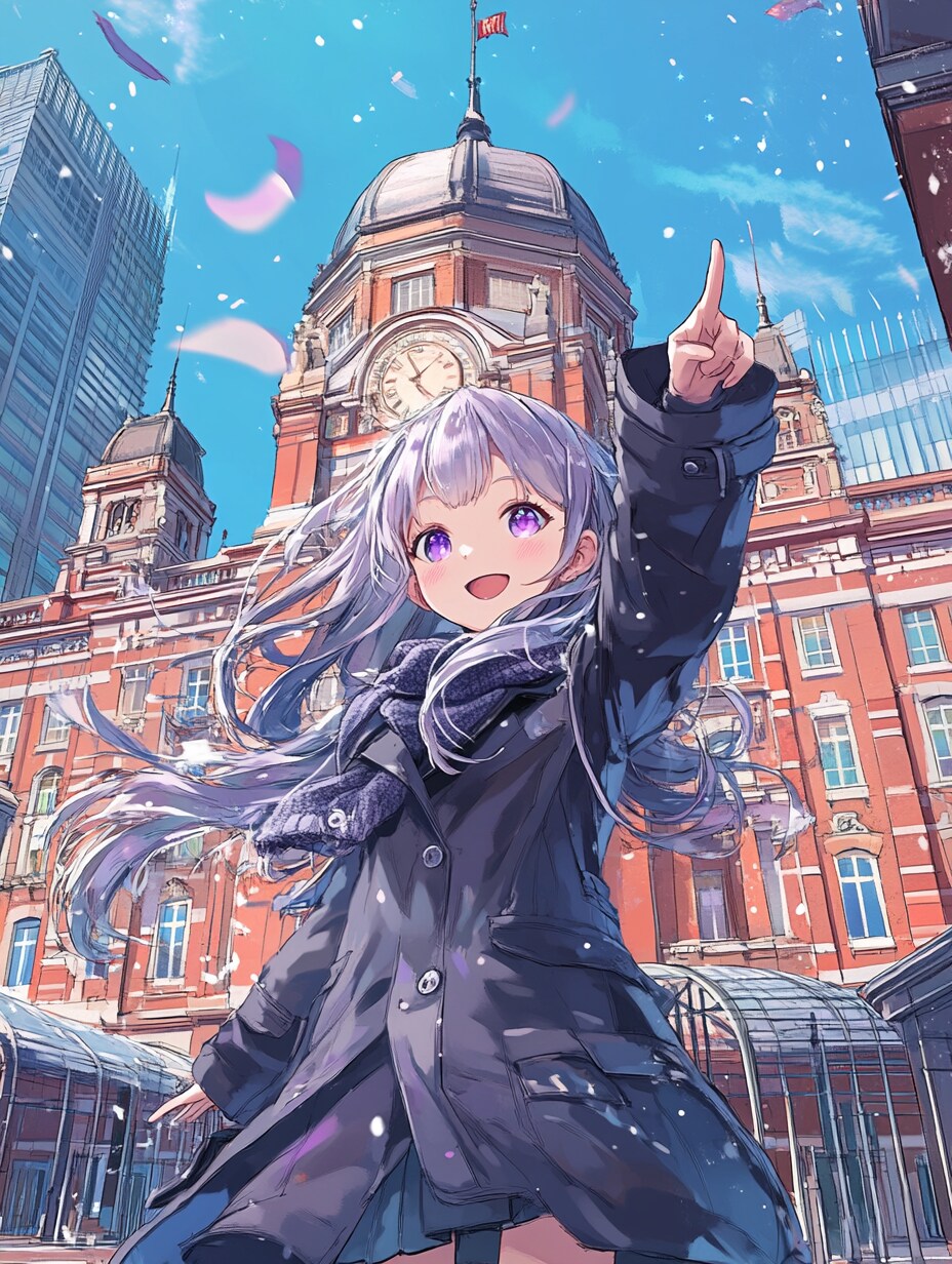 東京駅で待つ女の子 Girl waiting at Tokyo Station