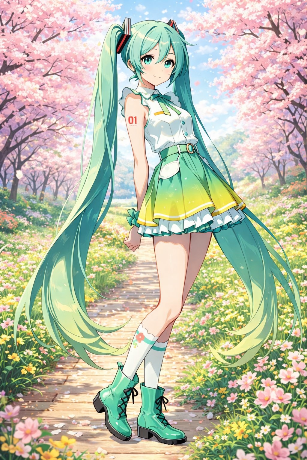 😀🌿🌸春色・春の緑色　　　　　　　　　　　　　　春コーデのミク😀🌿🌸