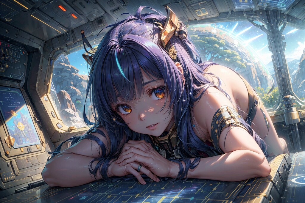 宇宙船の船内作業