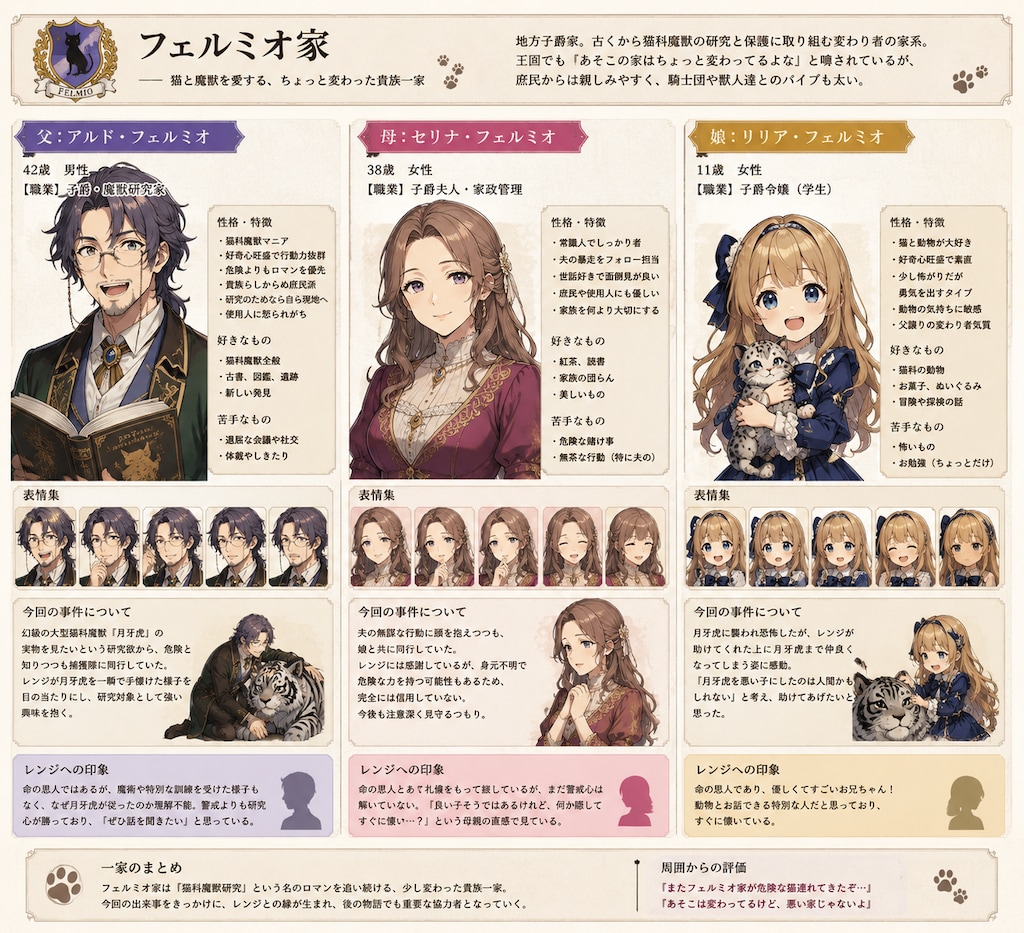 異世界転生猫好感度限界突破　サブキャラ設定その他