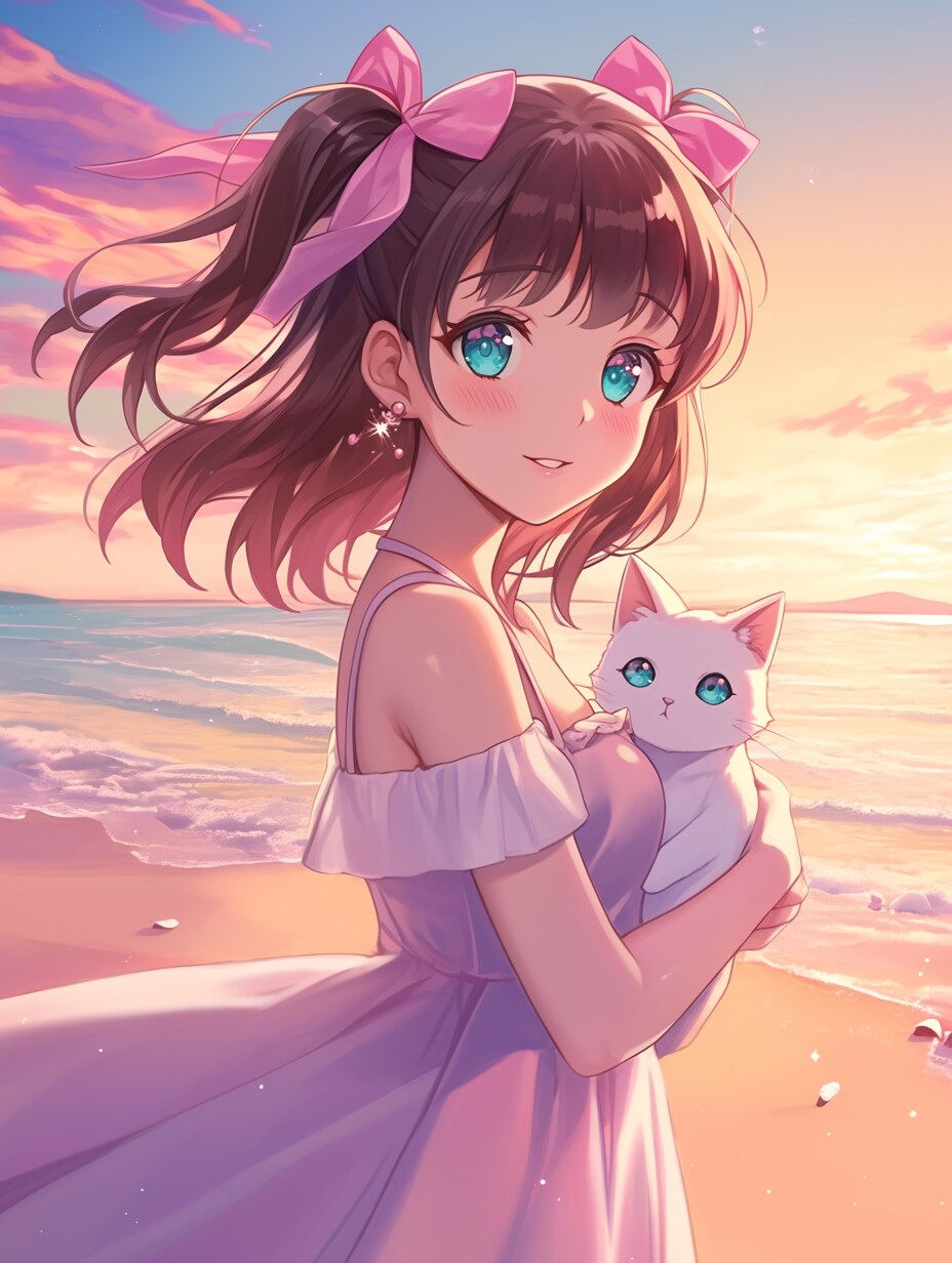 猫と海 | の人気AIイラスト・グラビア