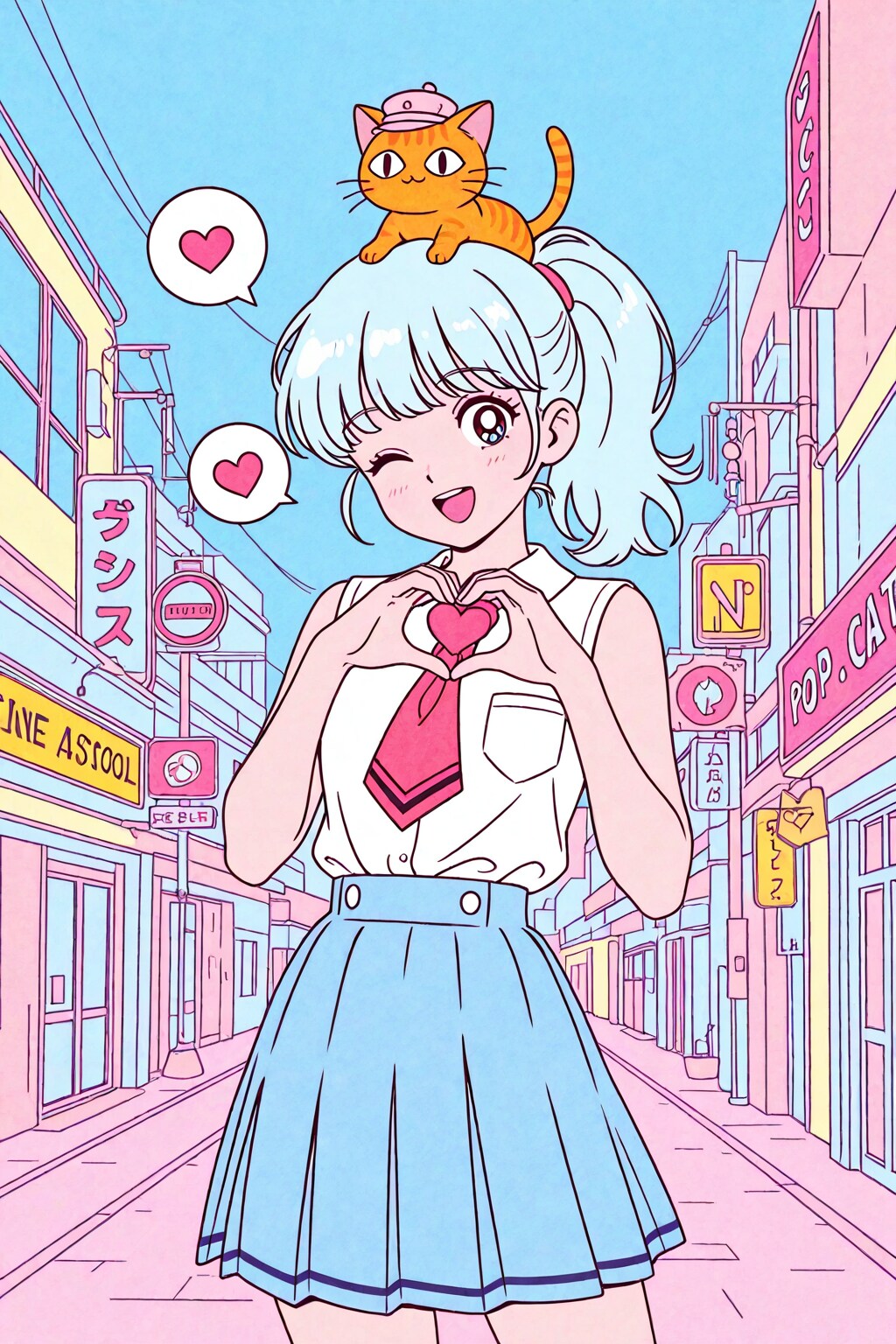 青髪ちゃんと猫