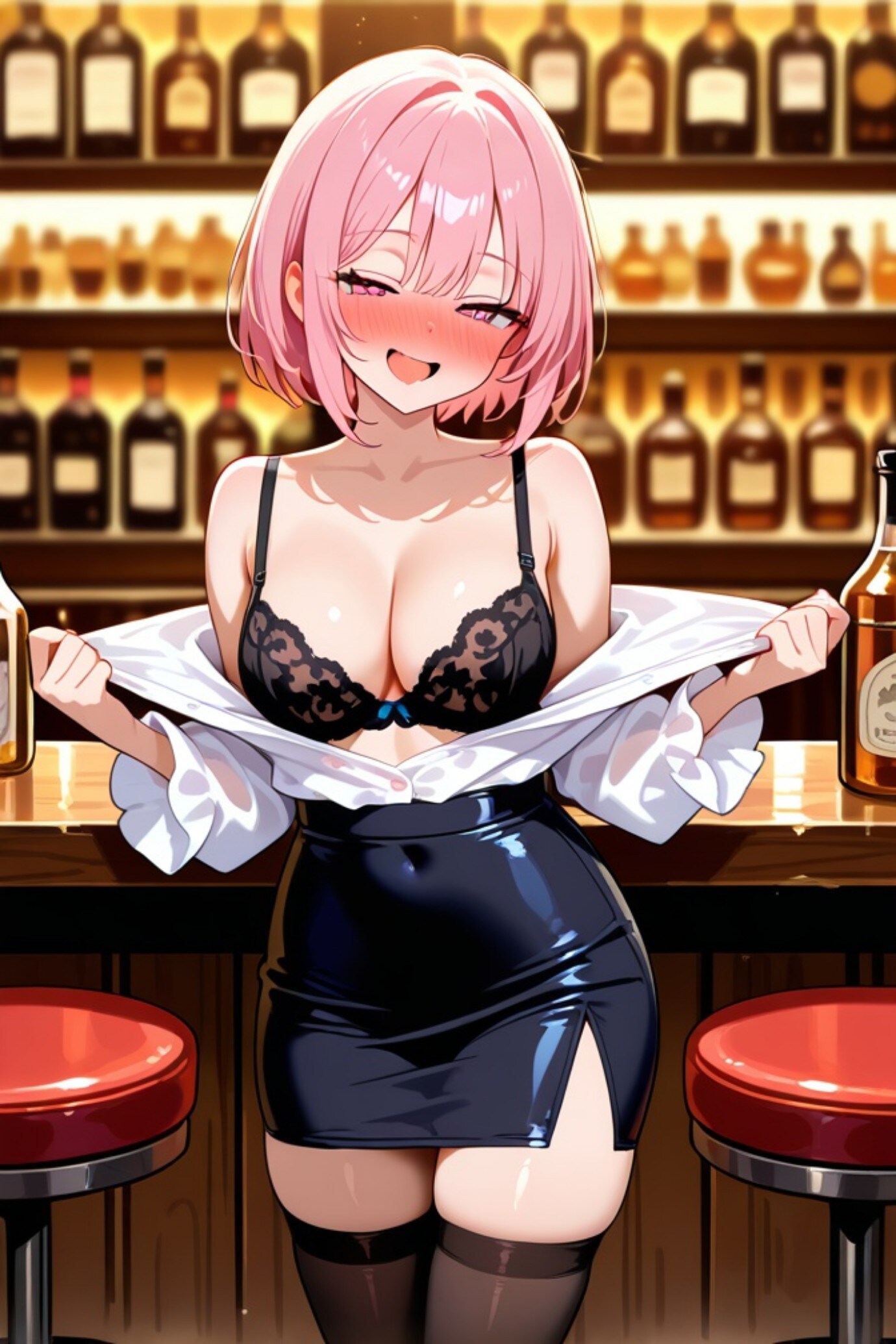 酔っ払いのピンク髪ちゃん