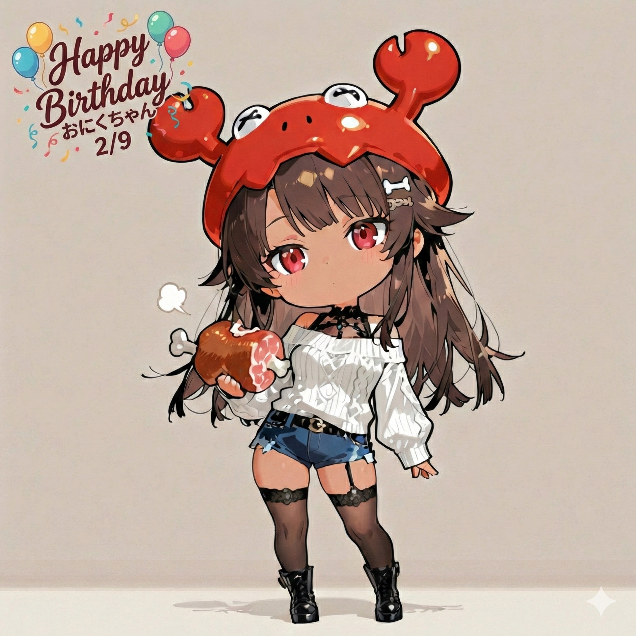 おにくちゃん🍖 Happy Birthday❣️🦀 | の人気AIイラスト・グラビア
